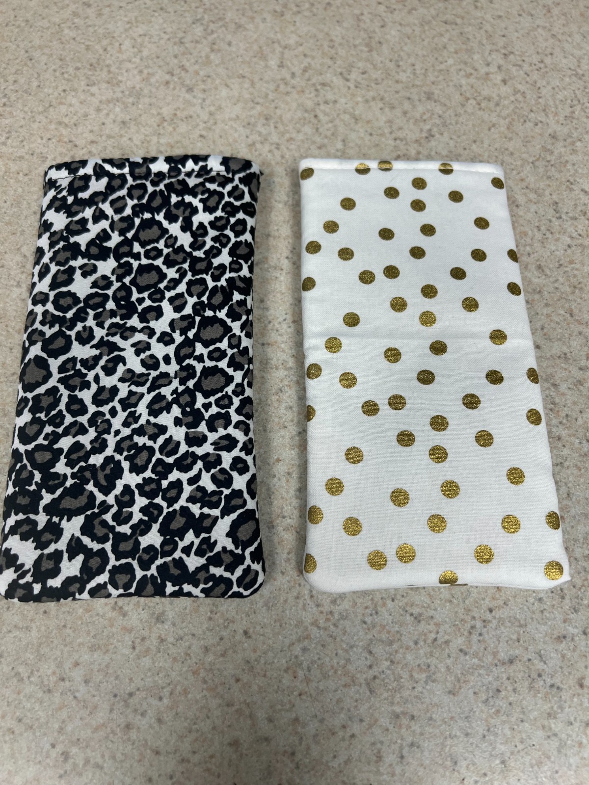Sunglass / Eyeglass Fabric Cases - Cheetah & Gold Polka Dots - Set of 2 - New