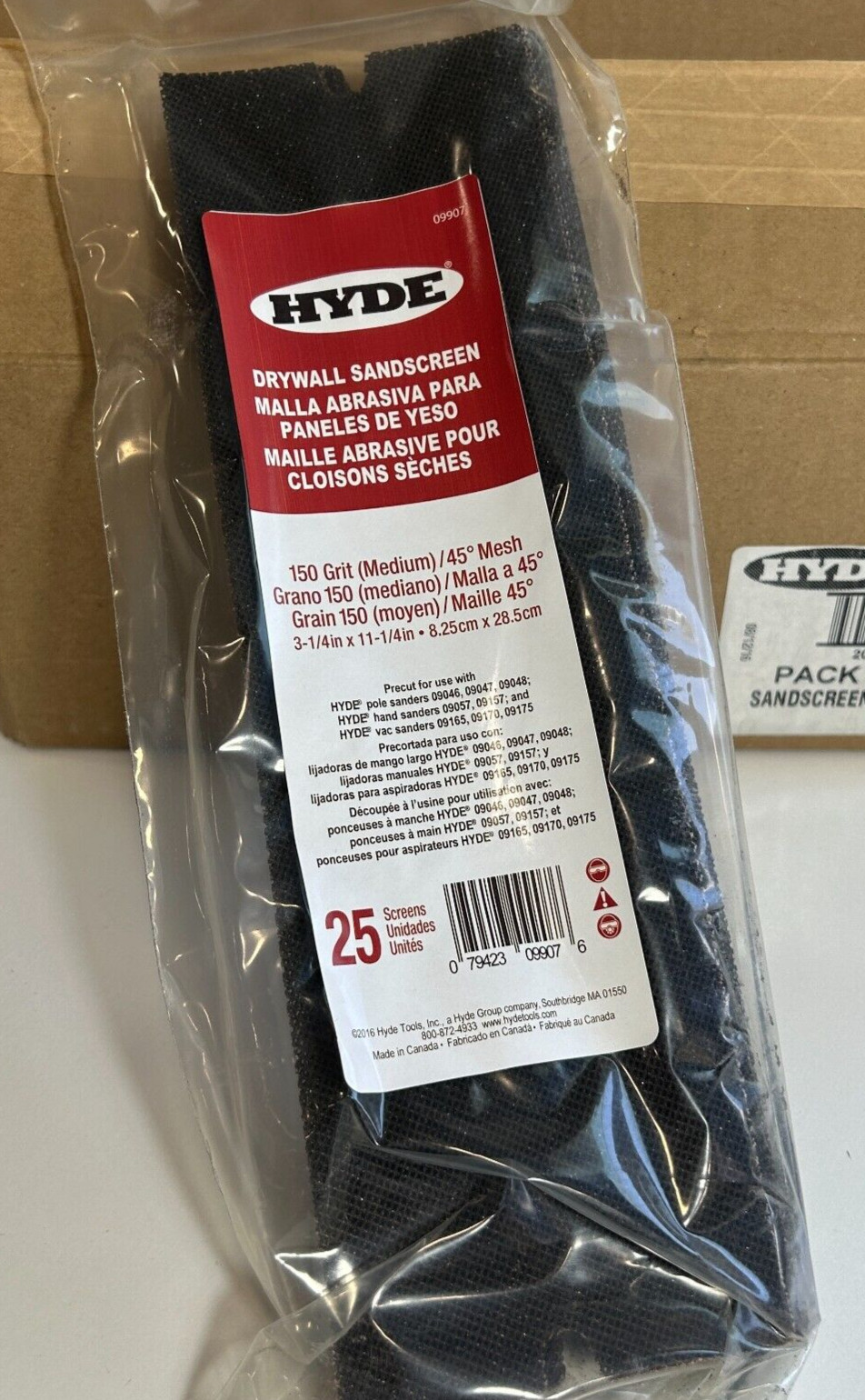 HYDE pack of 25 Drywall Diecut Sanding Screen 3-1/4" x 11-1/4 Med 150 Grit E62