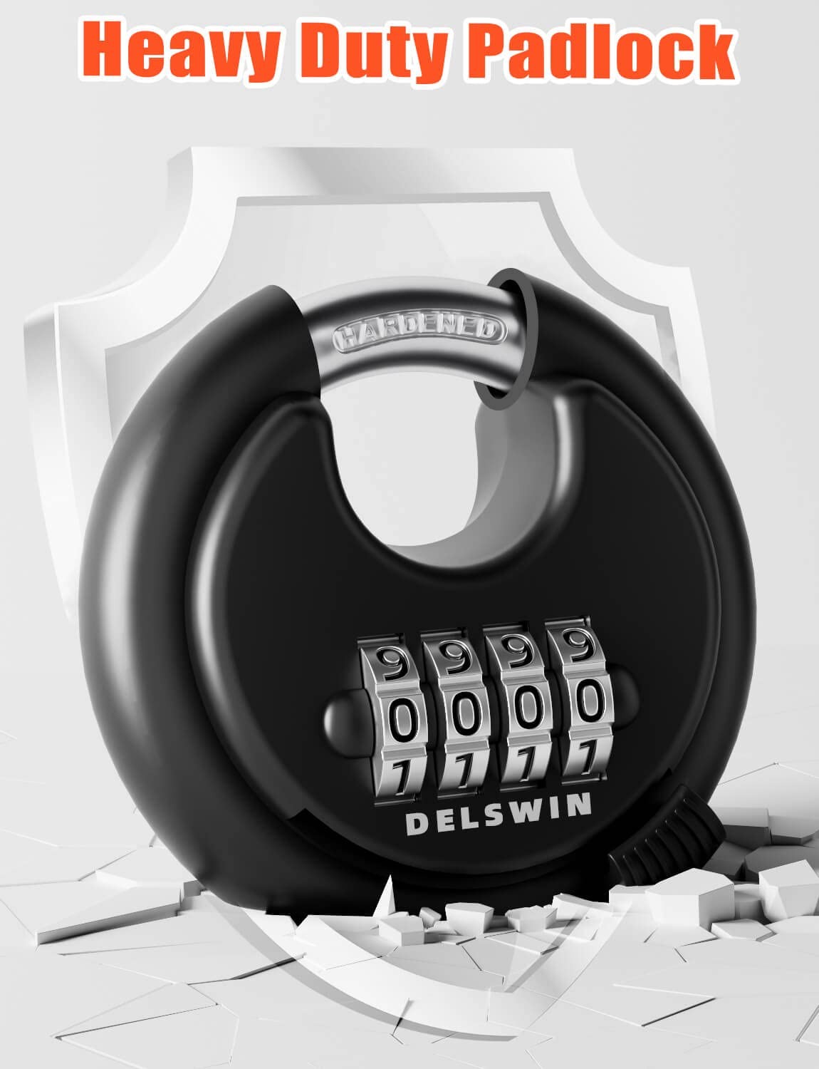 Delswin 4-Digit Disc Combination - Combination Padlocks Hardened