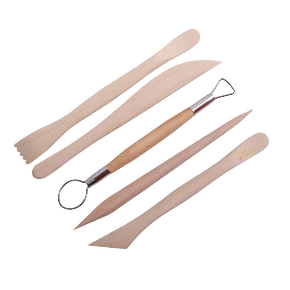 YYaaloa 5pcs Set Wood Crafts Clay Modeling Tool Pottery Carving Tools Shaping...