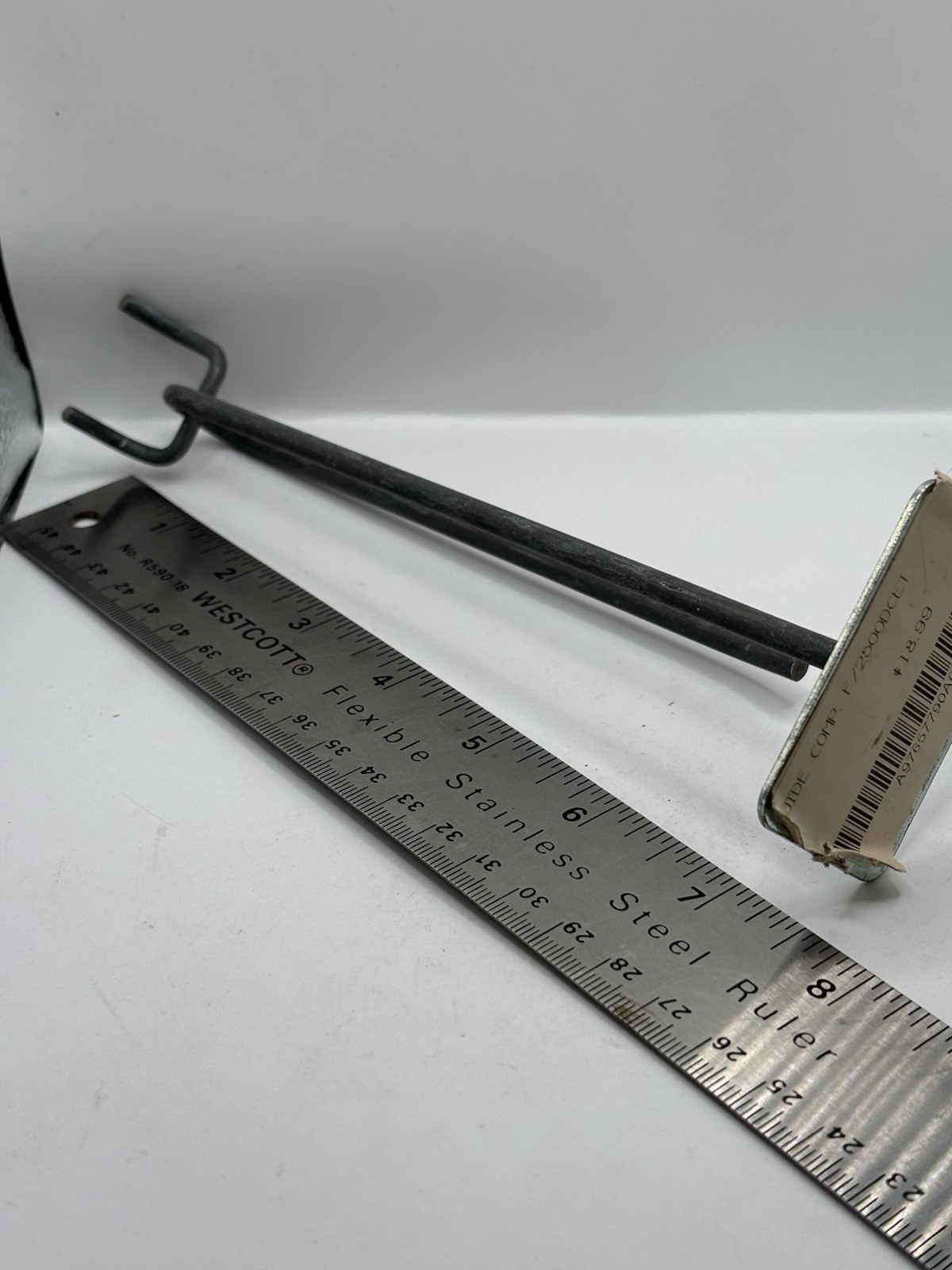 7” Peg Hooks With Barcode Steel Plate, 1/8” Base, Lot Of 10