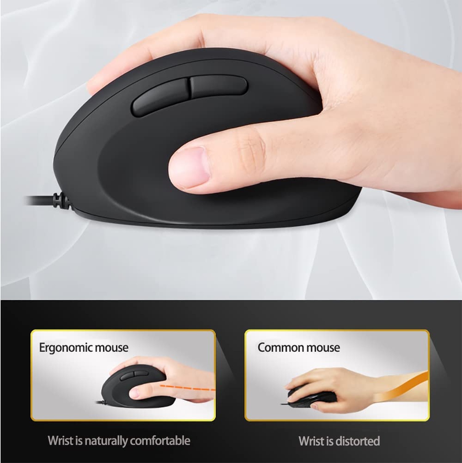 Wired Ergonomic Mouse, Optical Vertical Mouse with 3 Adjustable 800/1200/1600...