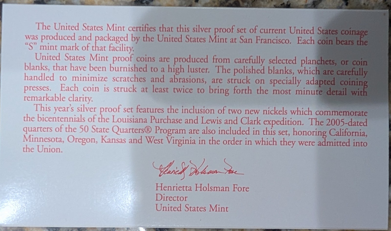 2005 S United States Mint Silver Proof Set - Proof Set w/ Box & COA