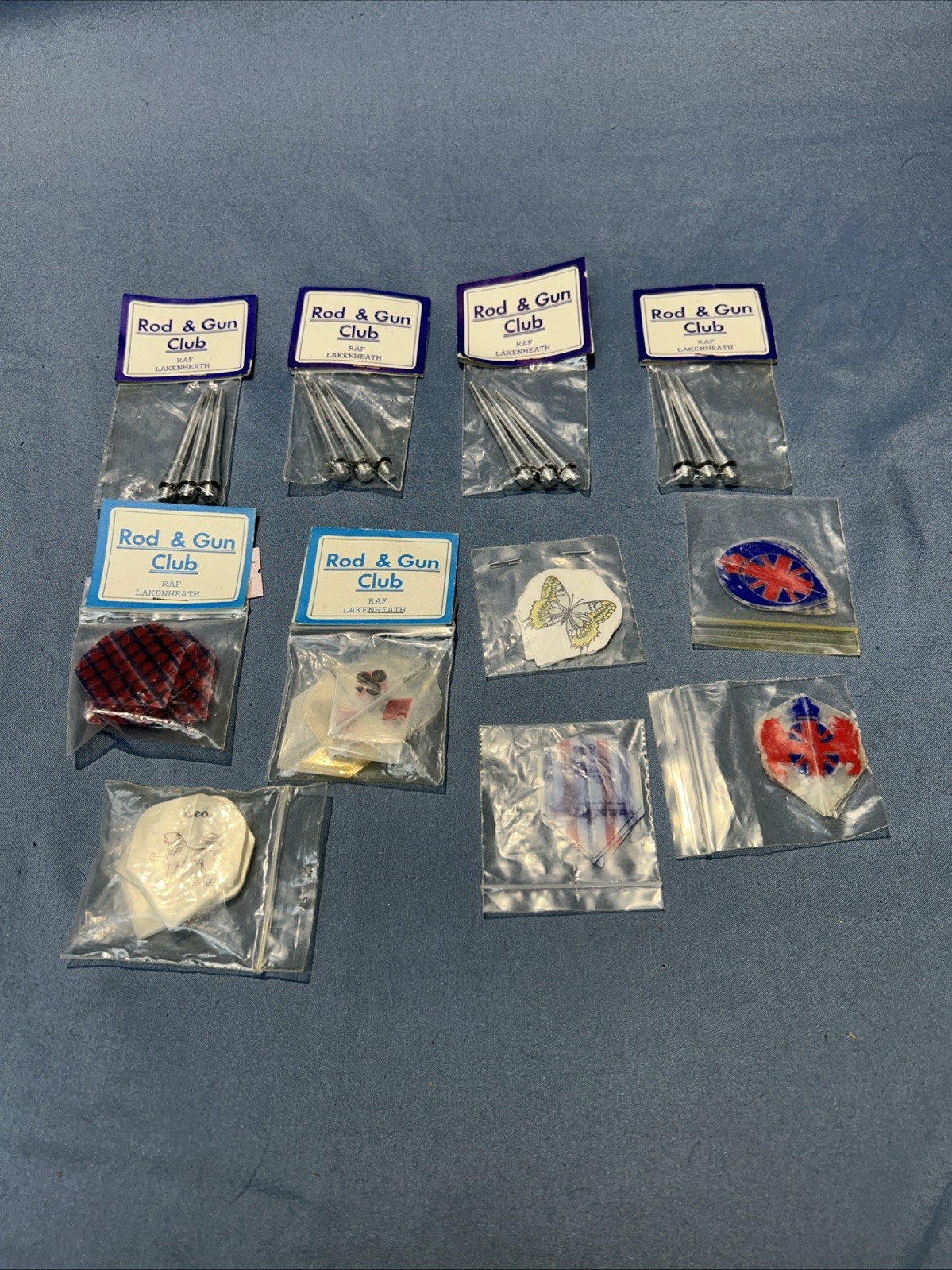Vintage R.A.F. Lakenheath Rod & Gun Club Dart Flight Shafts & Flights Lot