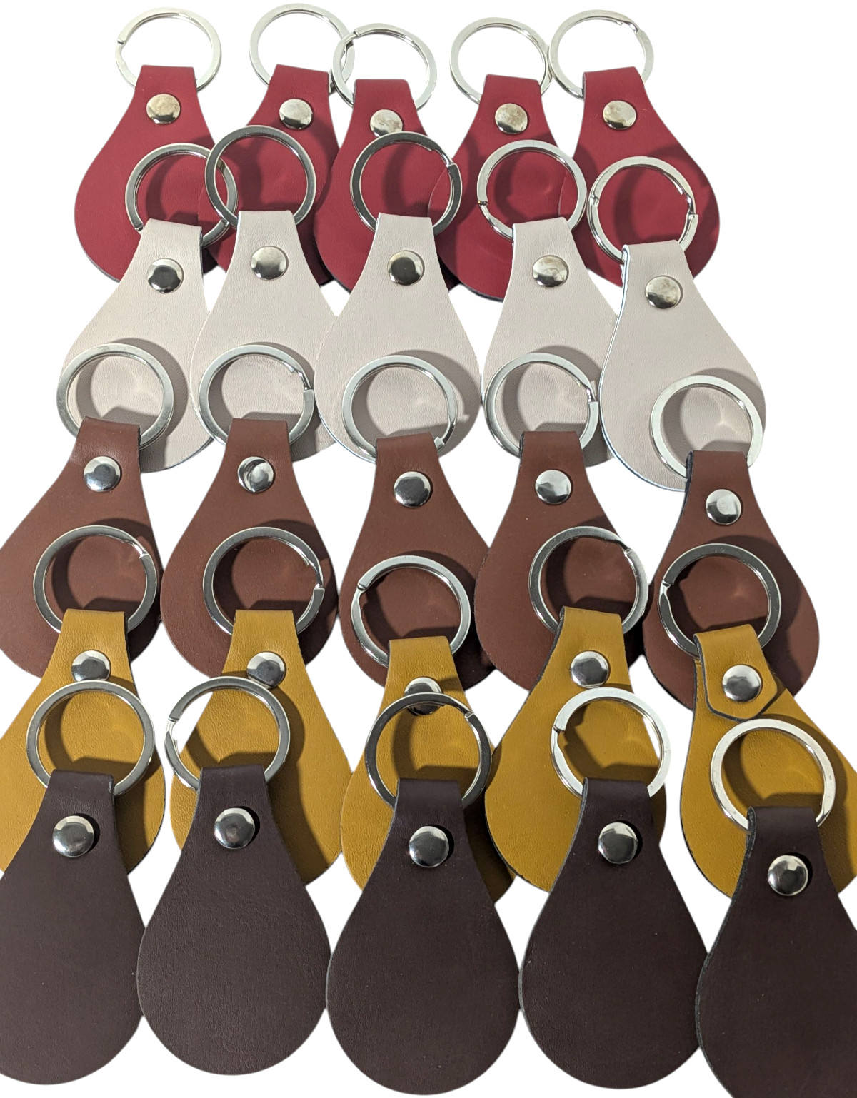25 Pcs Leather Teardrop Keychains, Bulk- FREE SHIPPING!