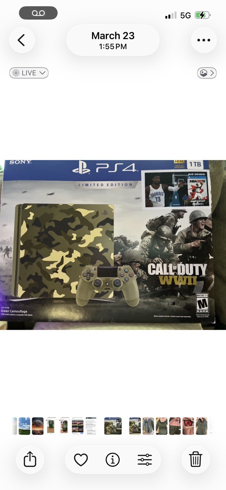 Sony PlayStation 4 PS4 Limited Edition Call of Duty WWII Green Camouflage 1TB