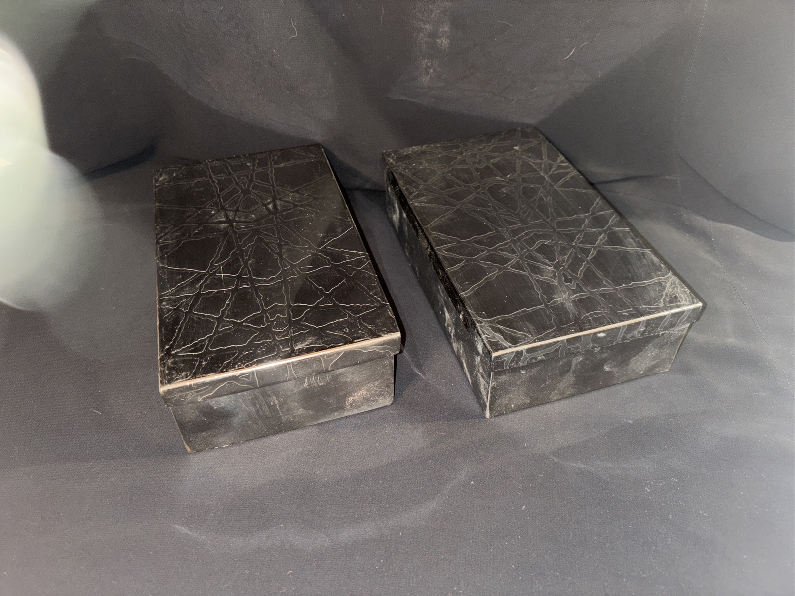 Pair Of Tin (stainless??) Boxes With Lids 8”x5”x2.5”