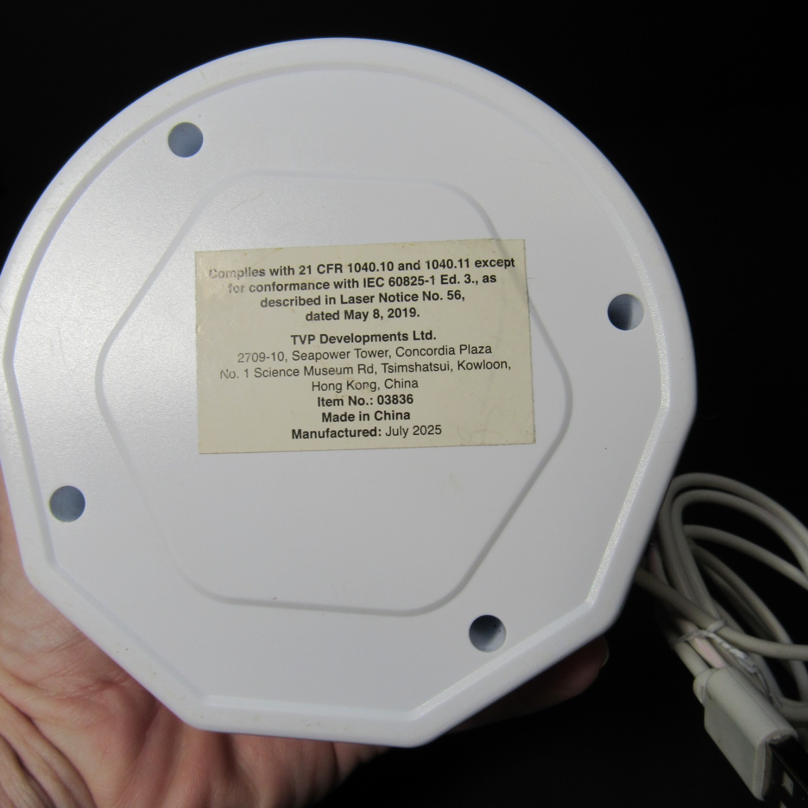 USB LED Light Show Projector–White–Tested & Working–Multiple Modes–USB Cord Incl