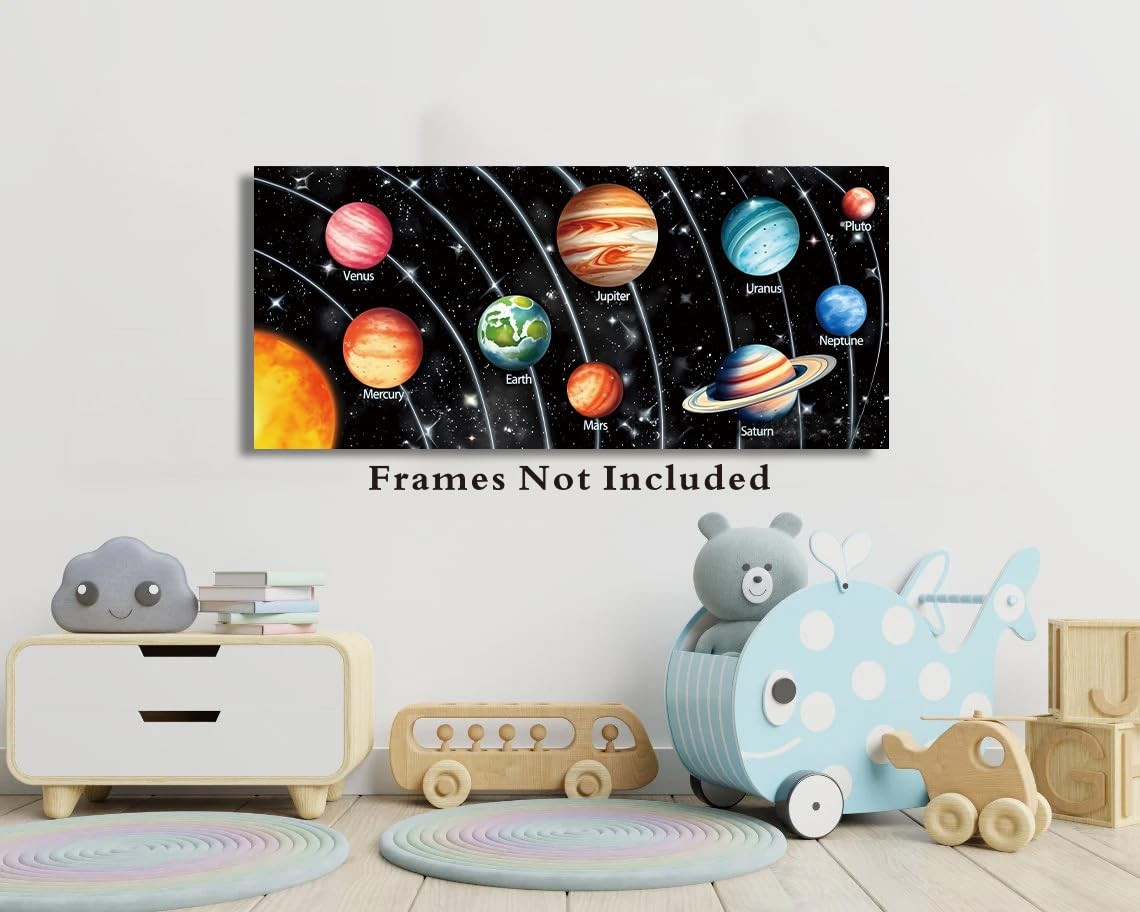 Unframed Solar System Space Canvas Art Posters-(16x36 inch)-Space and Planets Ca
