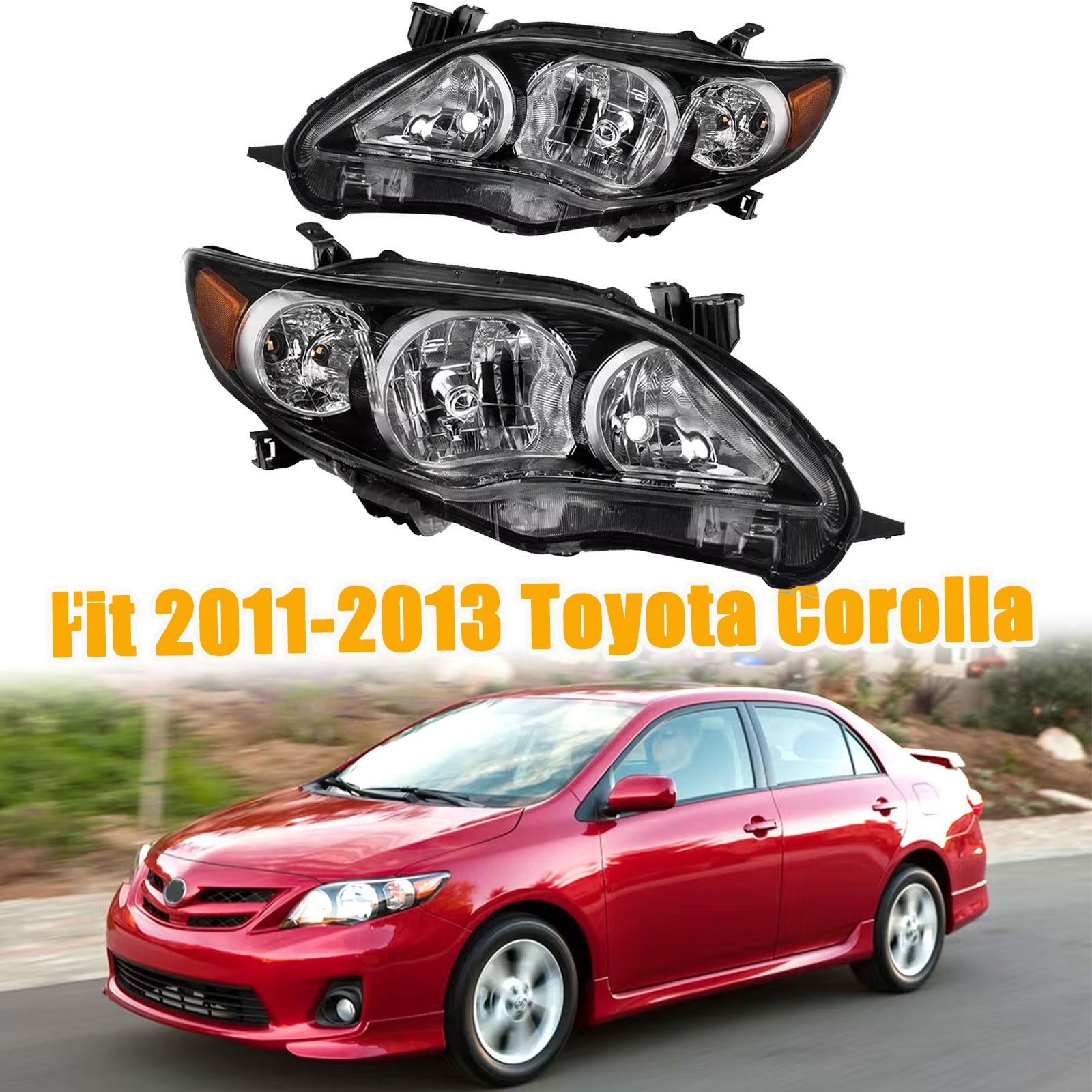 Headlights Fit For 2011 2012 2013 Toyota Corolla Headlamps CE LE L S Sedan