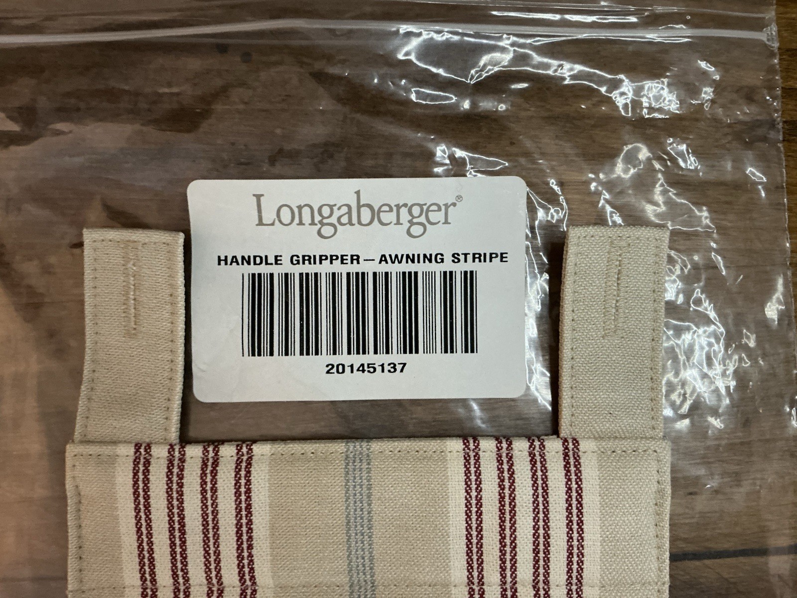 Longaberger ~ Awning Stripe ~ Button Handle Gripper ~ New