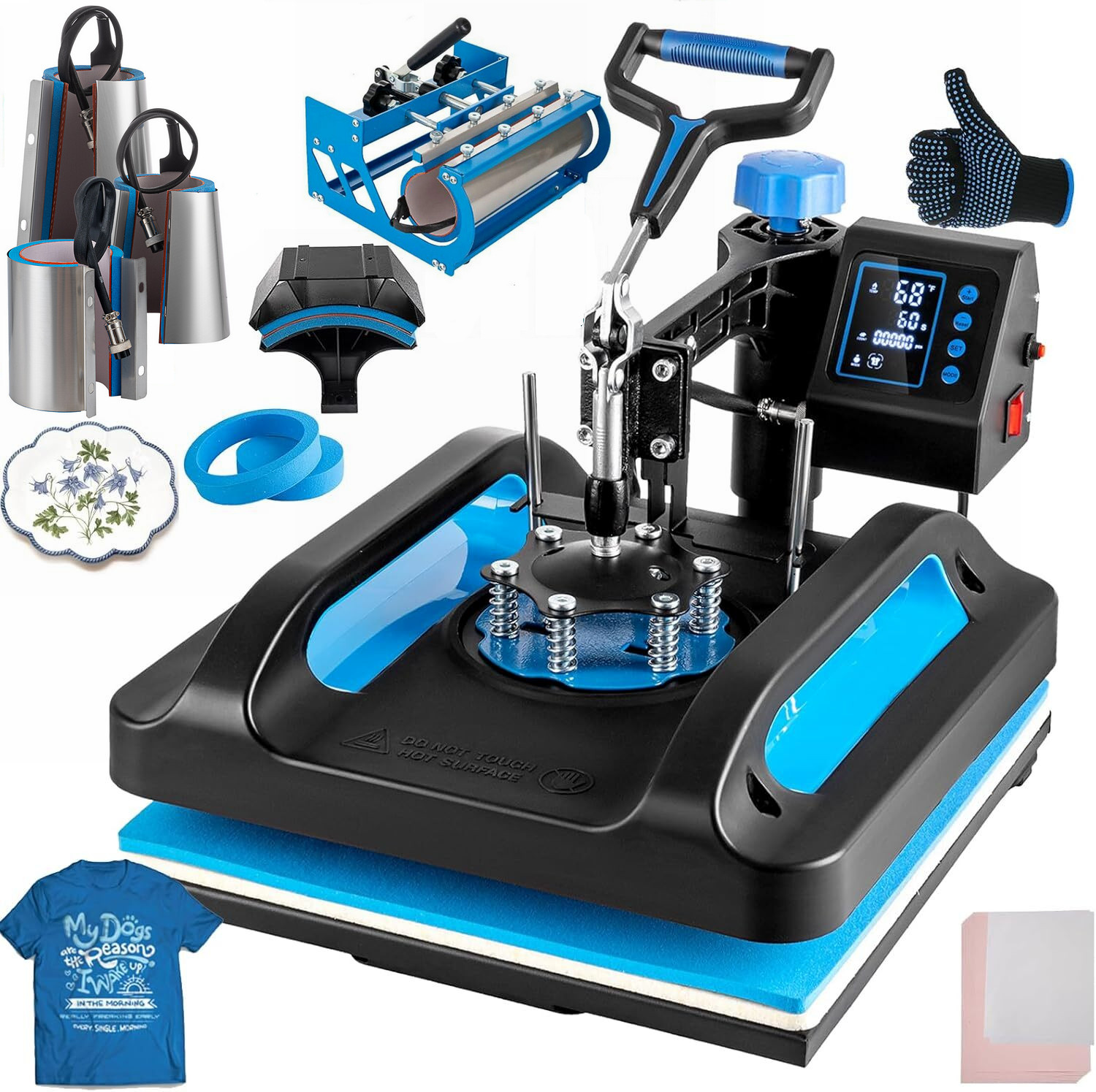 8 IN 1 Heat Press Machine 15"x15" Sublimation Transfer T-Shirt with 30OZ tumbler