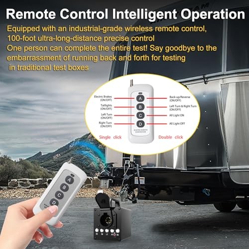 Portable Trailer Light Tester Box, Wireless Remote Control Operation, Black