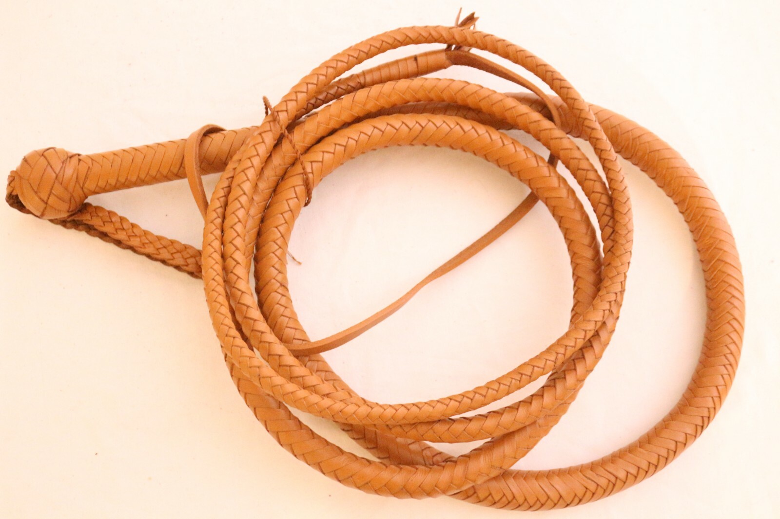 Genuine Leather BullWhip 12 Feet, 12 Plaited, Tan Brown, Heavy Duty Bull Whip