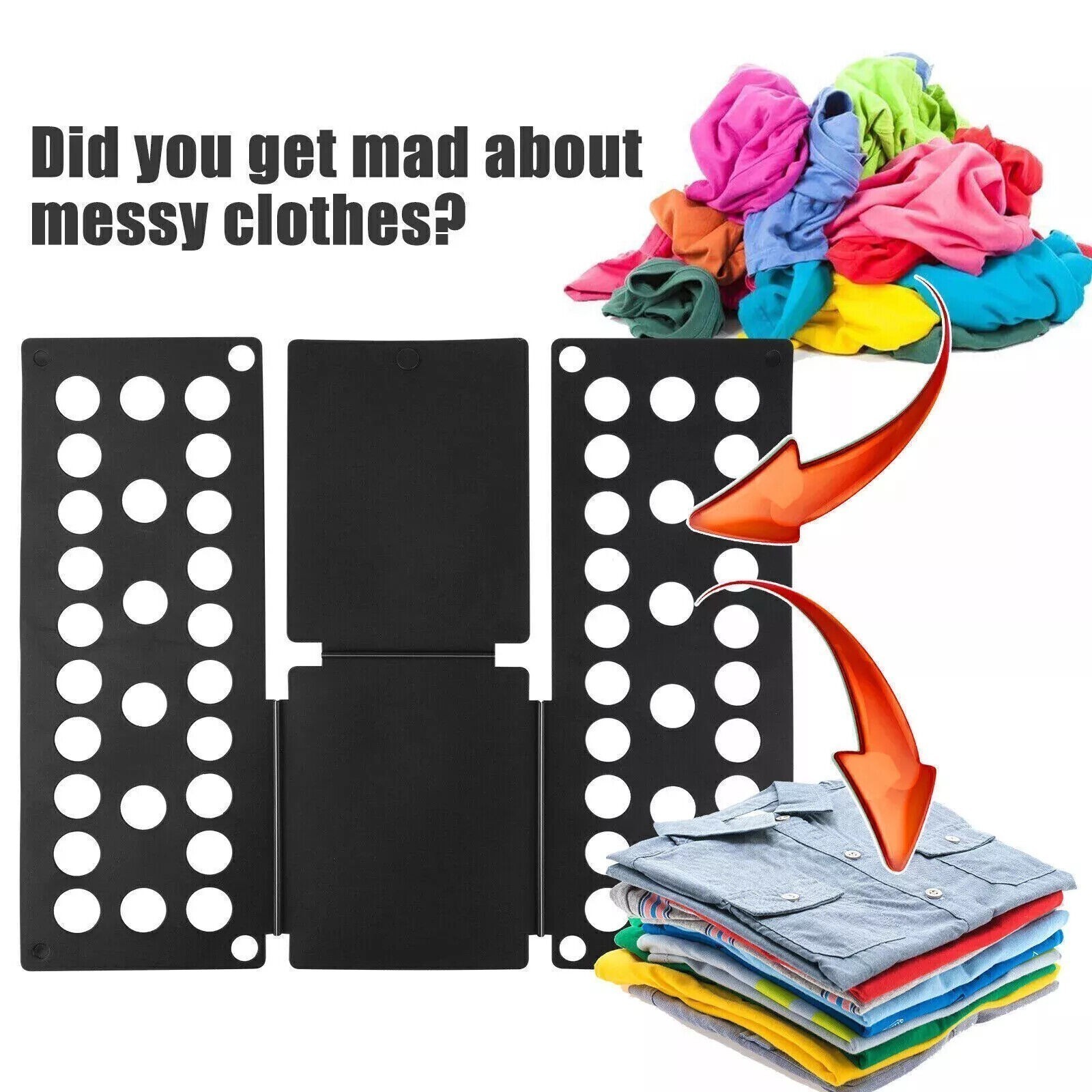 Clothes Folder Folding Board Laundry Organizer T-Shirt Fast Fold Flip Adjustable
