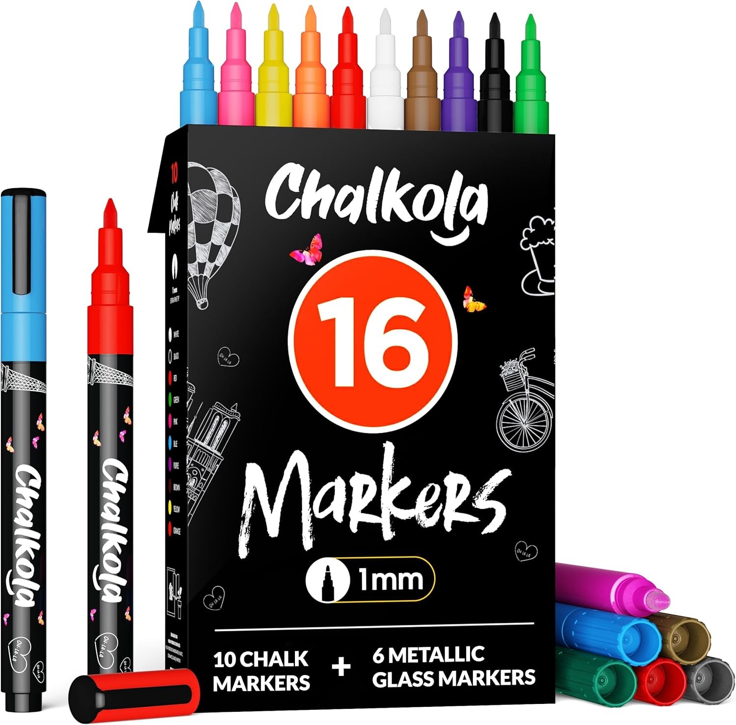 Liquid Chalk Markers for Blaboard & Glass Washable Chalk Pens