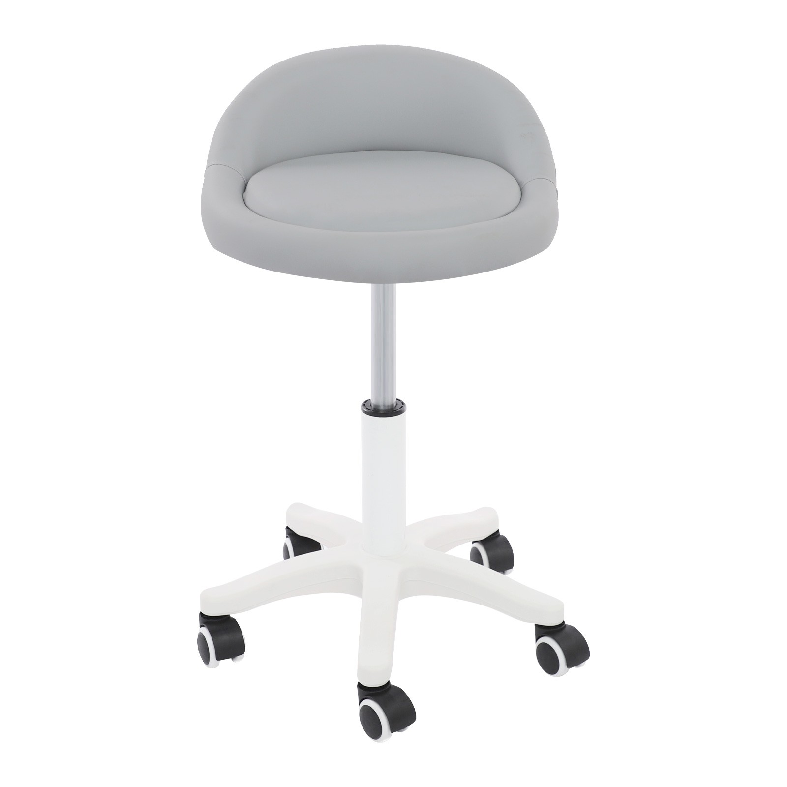 Adjustable Beauty Salon Chair Rolling Stool Rolling Stool with Low Backrest gray