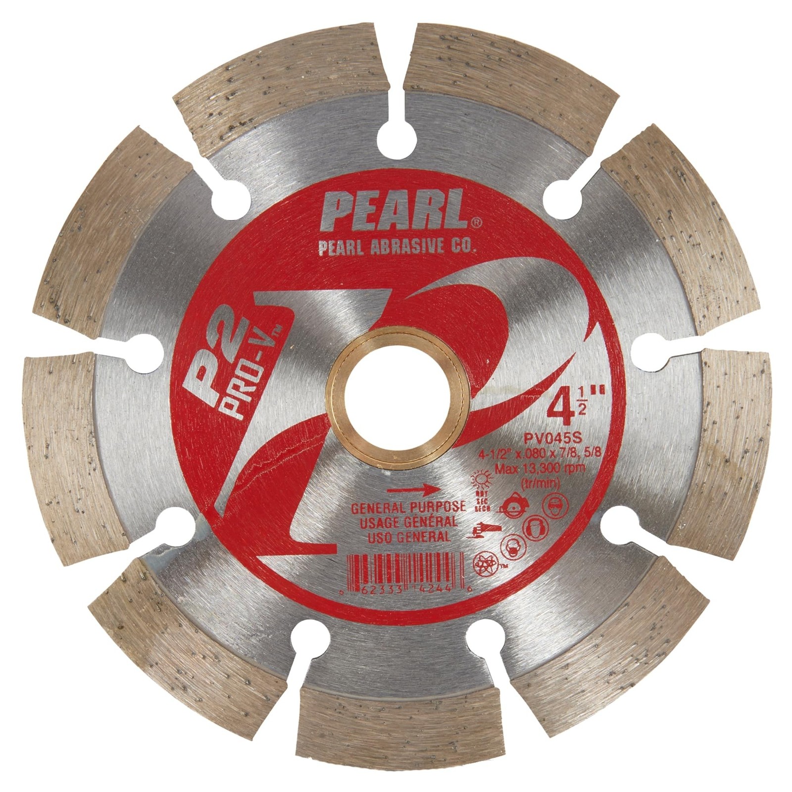 PEARL ABRASIVE CO. P2 Pro-V Segmented Blade 4 1/2" x .080 x 20mm-5/8" 4.5"