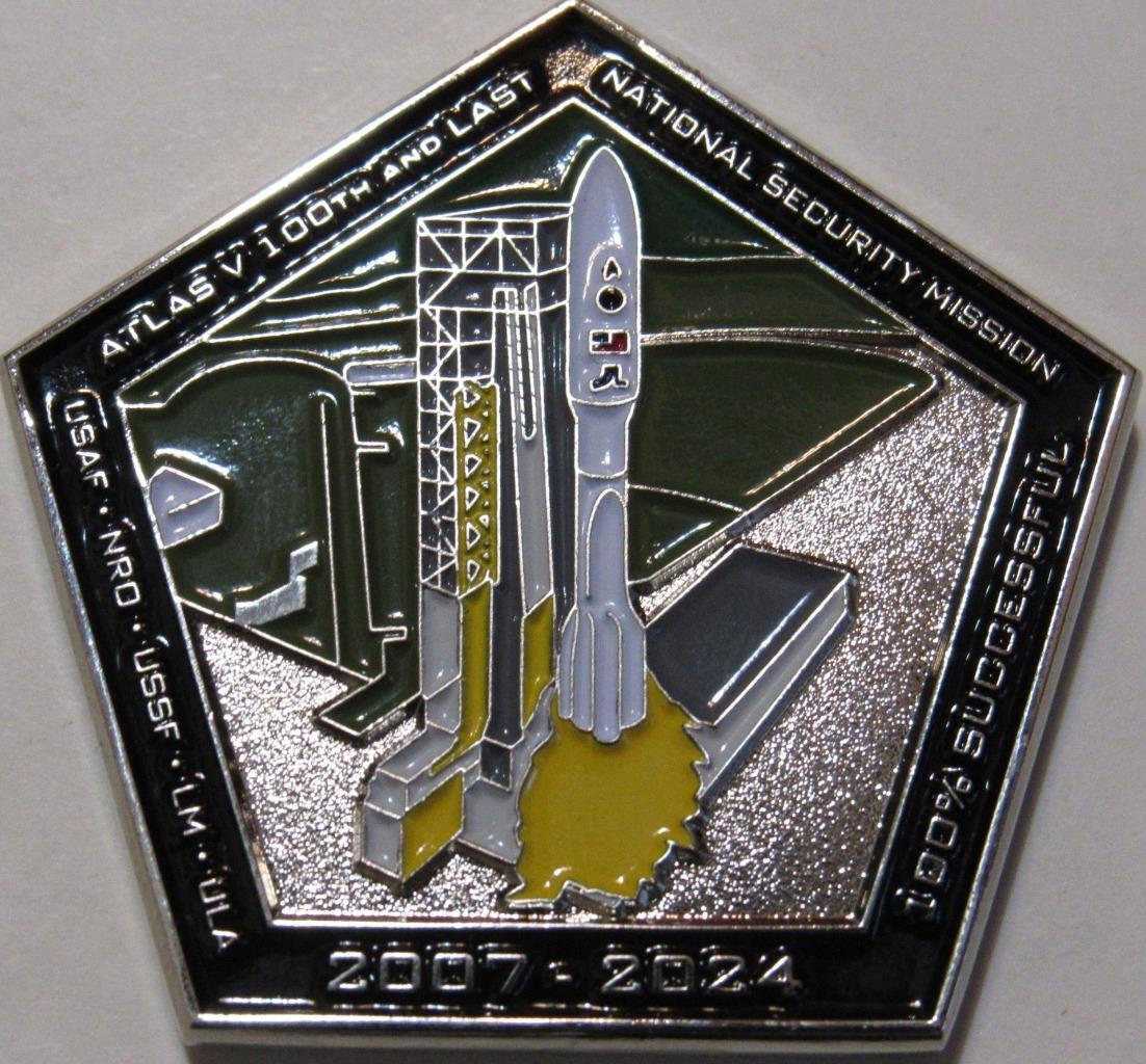 ATLAS V LAST DOD SPACE MISSION 1.75" COIN & 100TH NATIONAL SECURITY MISSION 100%