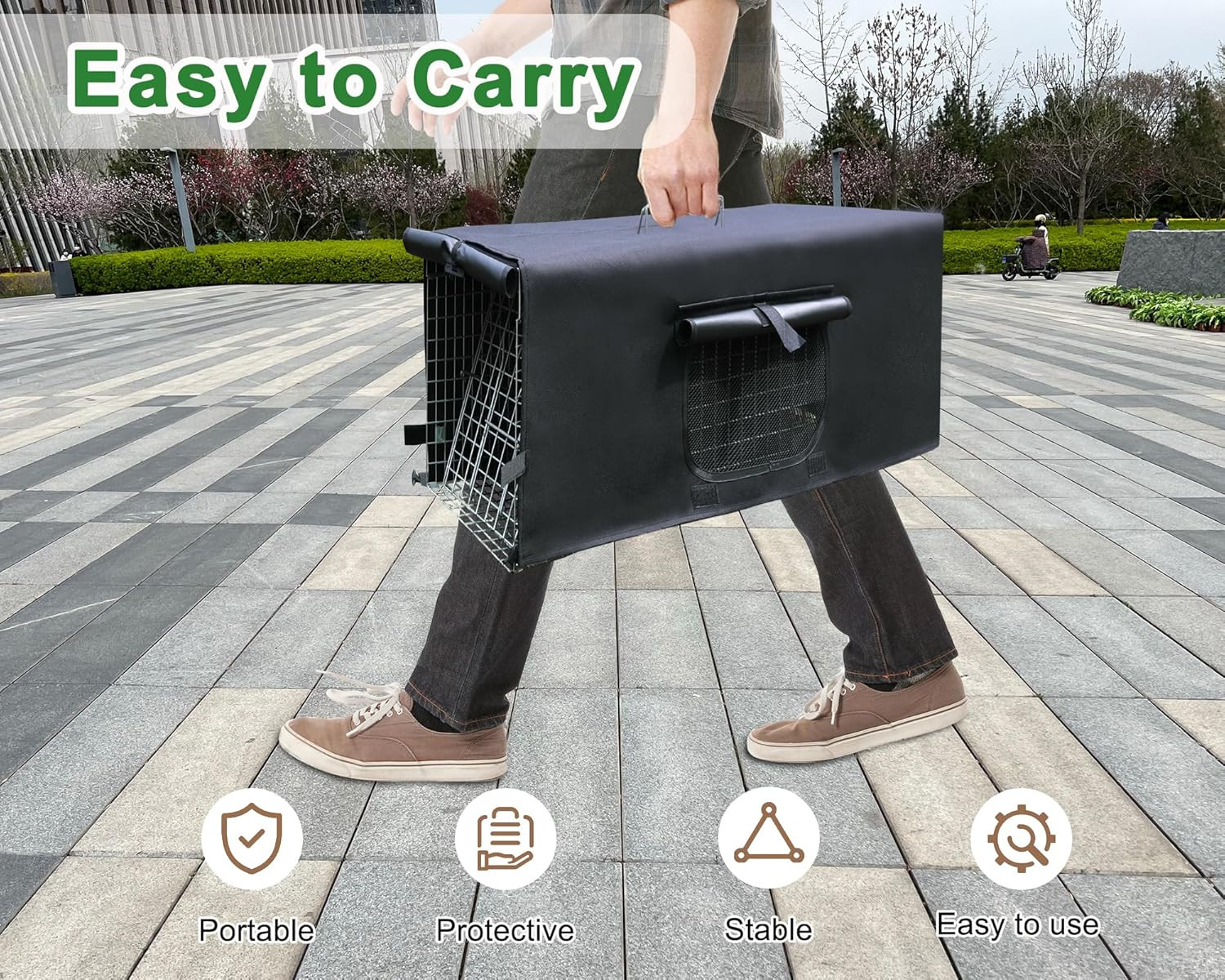 41.7" Live Animal Traps Cage with Cover, Large Foldable Humane Animal Trap for S