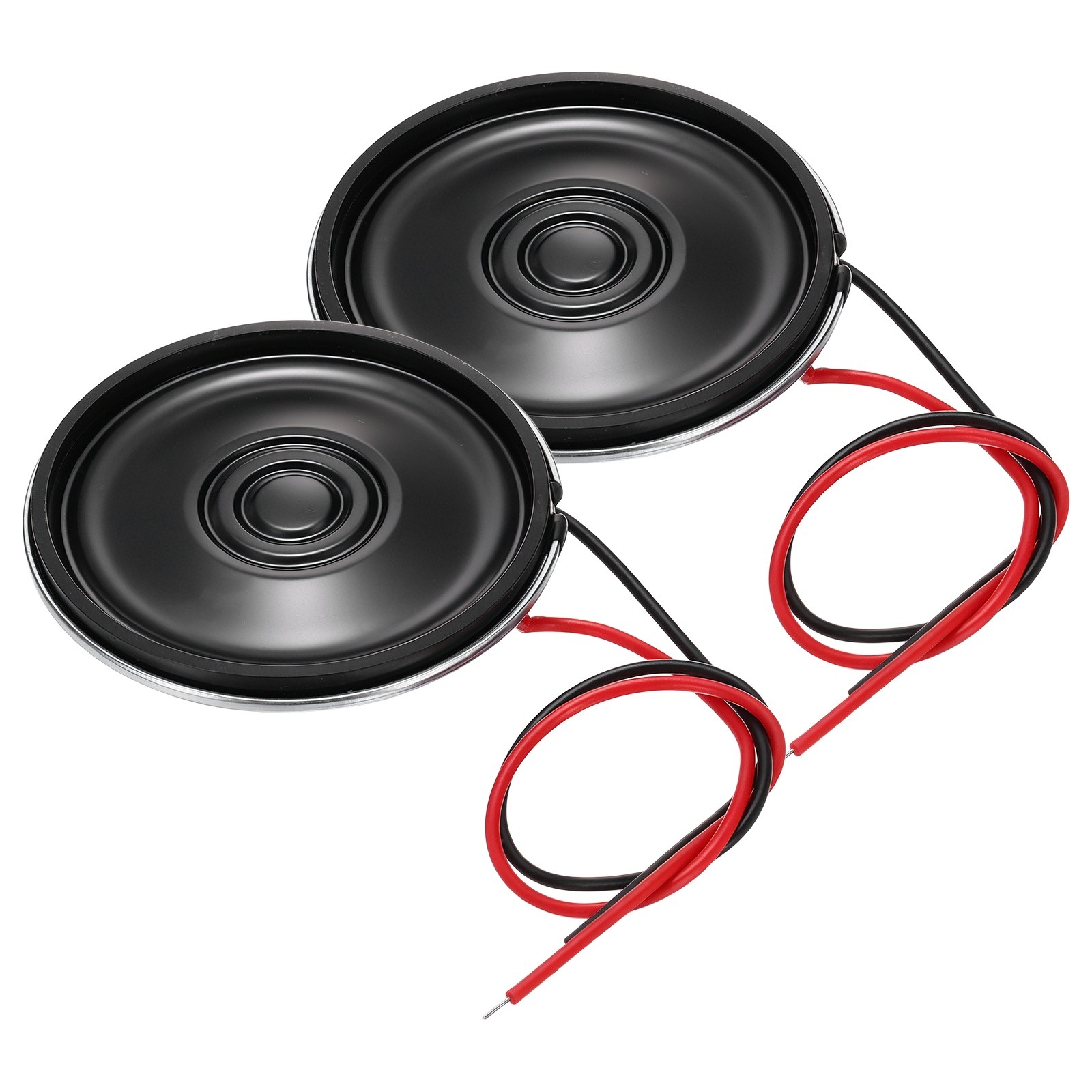 2 Pcs 0.5W 8 Ohm Small Speakers Metal Round Speaker with Wires, 30x5mm Black