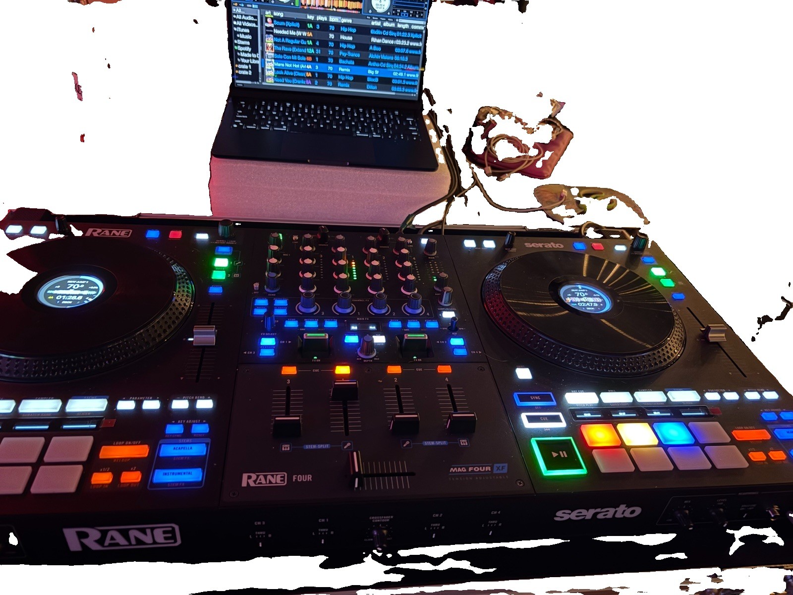 Rane Four Serato 4-Channel 2-Deck DJ Controller, 16 Pads, 3-Band EQ