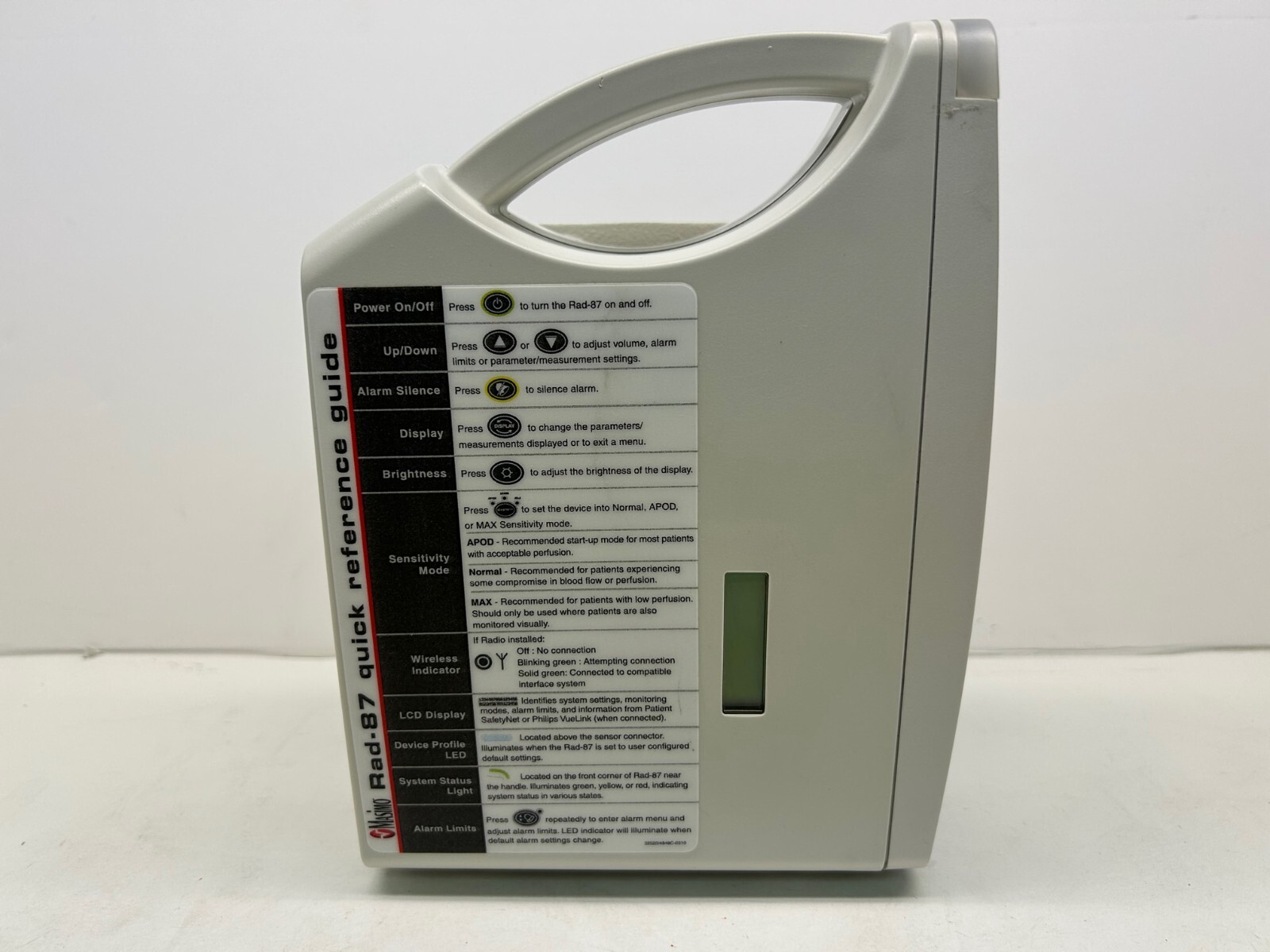 Vertical Masimo Rad-87 Pulse CO-Oximeter, Masimo SET Rainbow, Refurbished