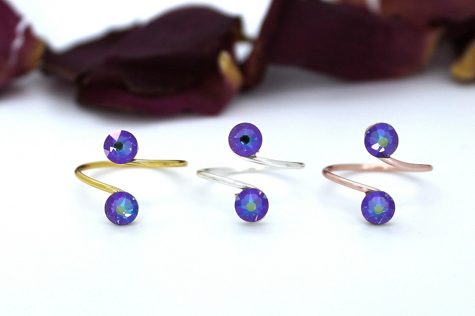 Premium Range Adjustable Toe Rings made with Paradise Shine Swarovski Elements
