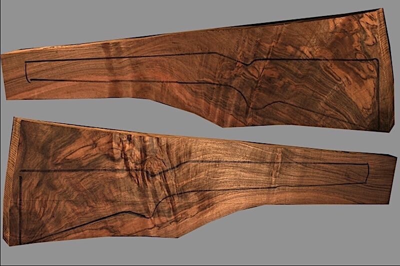 EXHIBITION TURKISH WALNUT WOOD RIFLE GUN STOCK BLANK(ITEM#MU3) CHIRON WALNUT