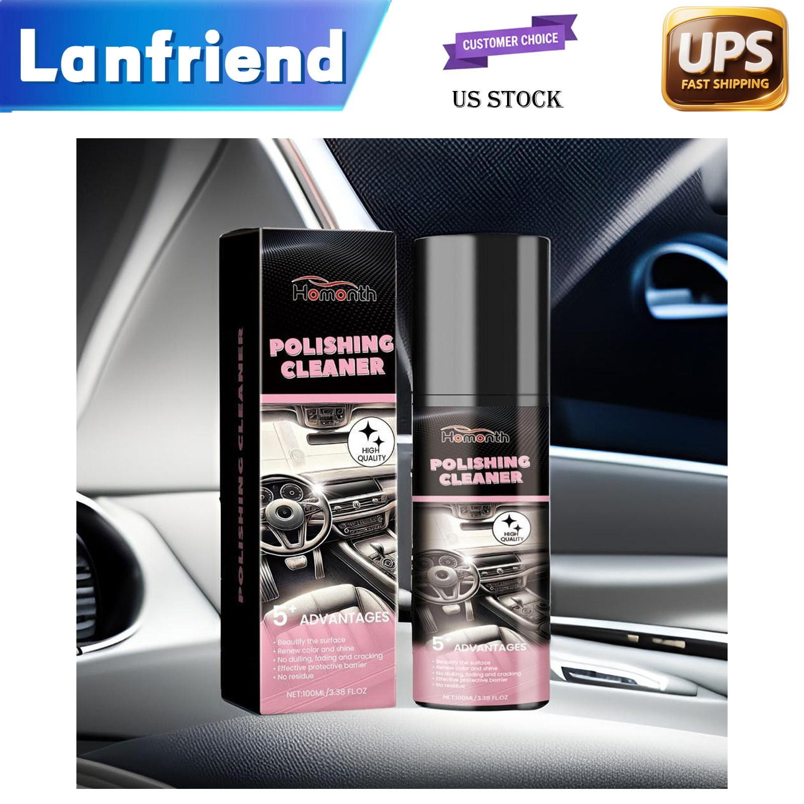 Auto Interior Spa 100ml Polish Cleaner Revitalizes Console Panels Keeps Glossy