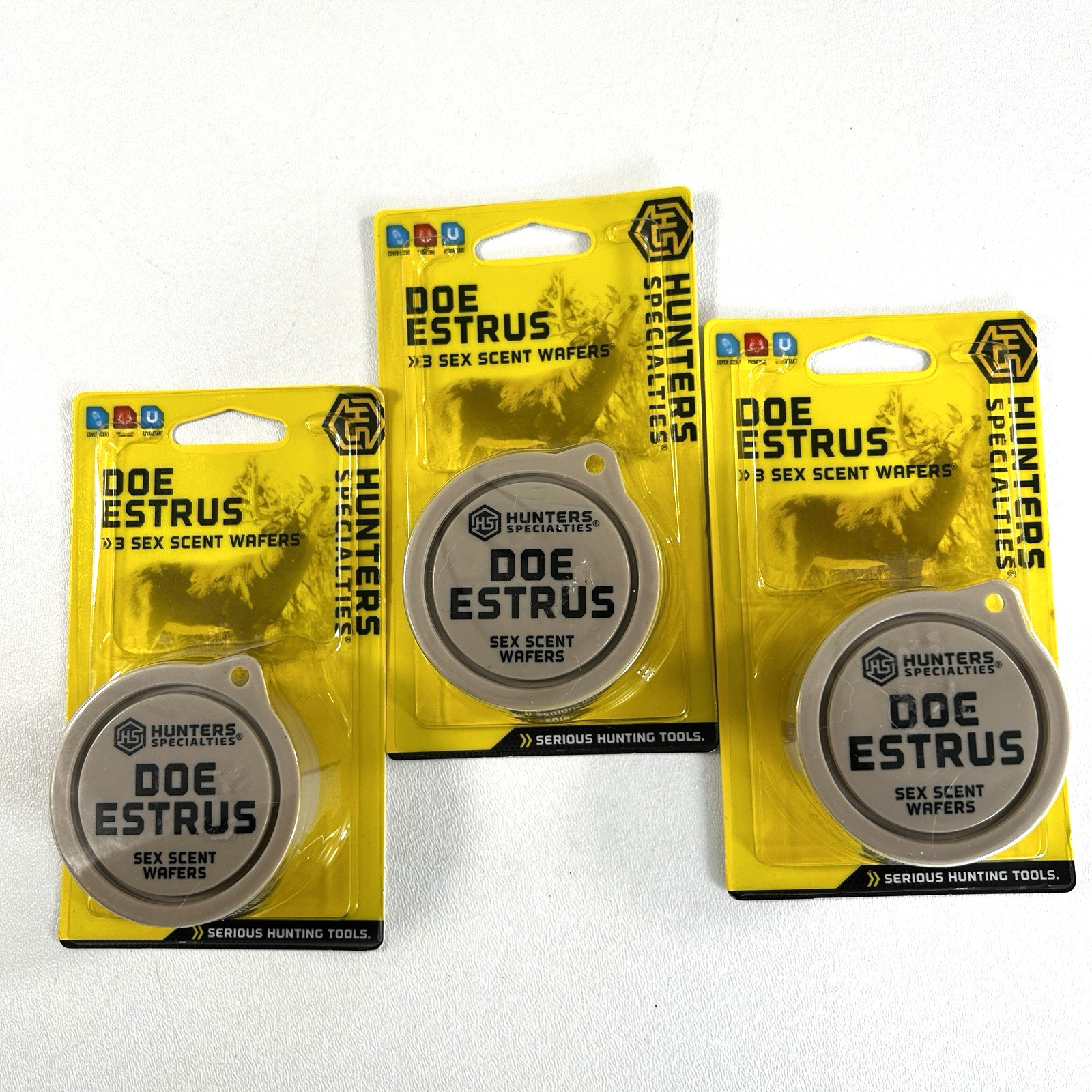 Lot OF 3 Hunter Specialties Doe Estrus Cover Scent Wafers Pin On Deer Hunting