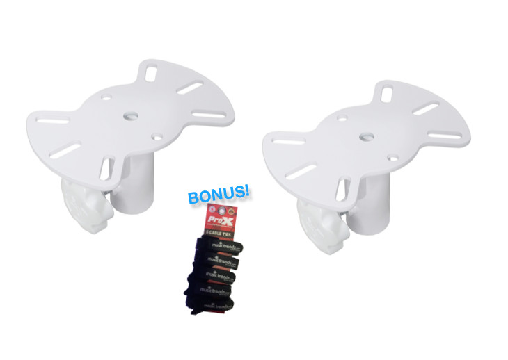 2x Pro X Speaker Stand Mounting Plate - White for Speakers/Moving Head