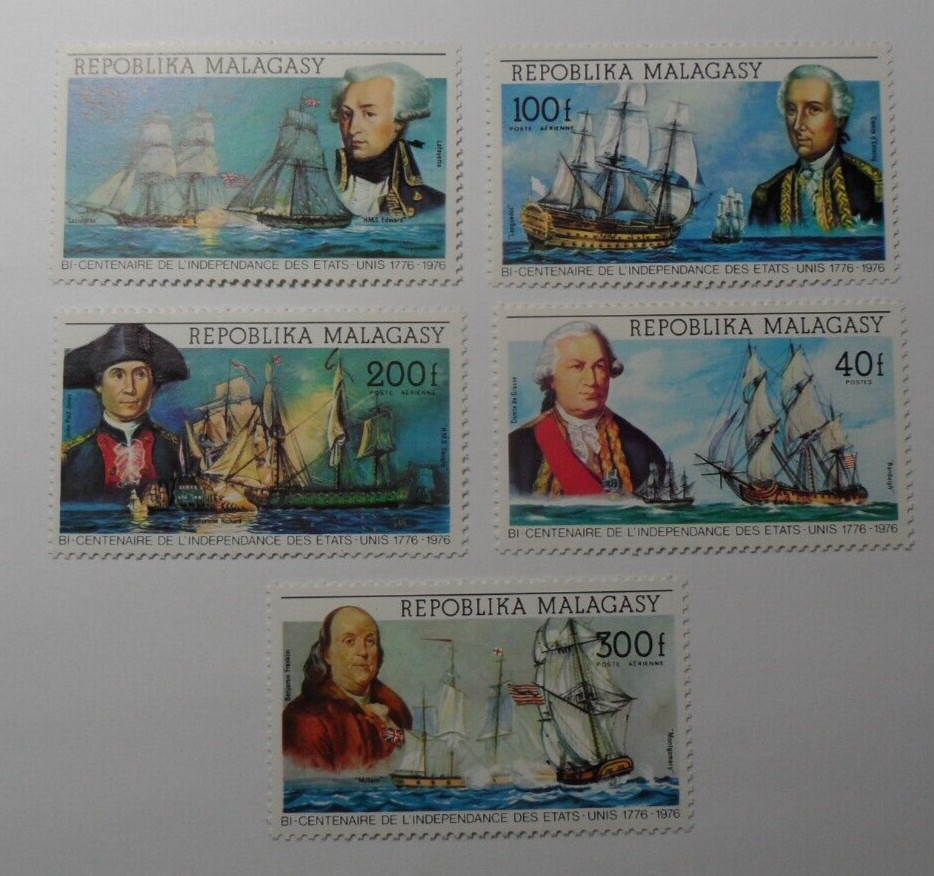 STAMPMART : MADAGASCAR 1975 SC#525-526 & C137-C139 AMERICAN INDEPENDENCE 5v MNH