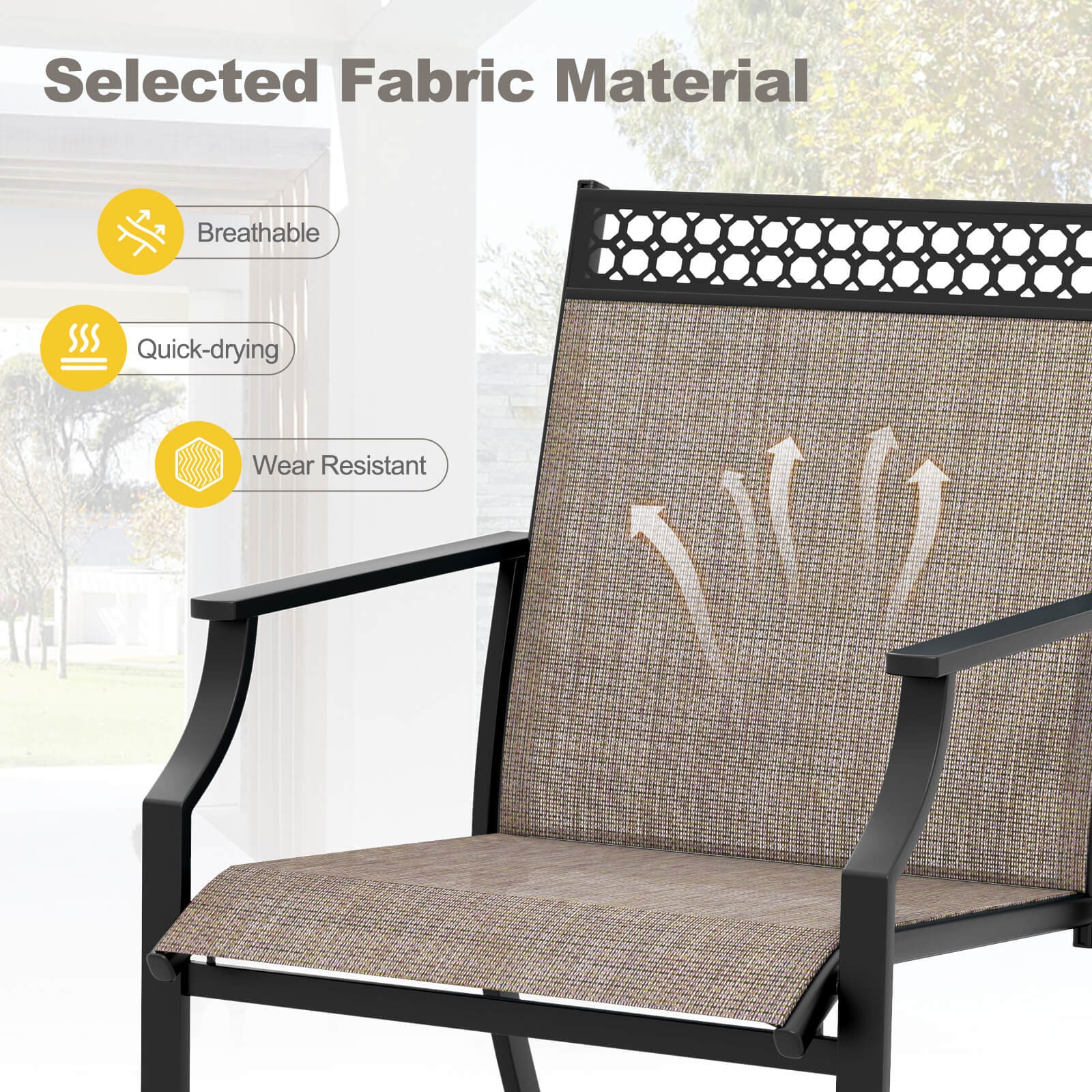 9-Piece Outdoor Patio Furniture w/ Large Wooden Tabletop & Umbrella Hole