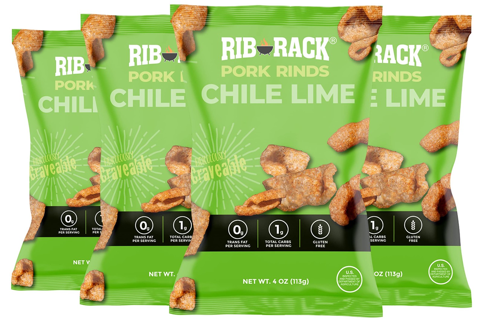Pork Rinds, Chile Lime - 4 x 4 oz