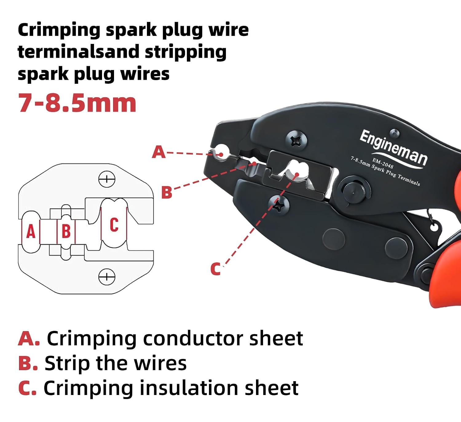 Spark Plug Wire Crimping Tool Kit EM 2048 Crimp Pliers Spark Plug Stripping