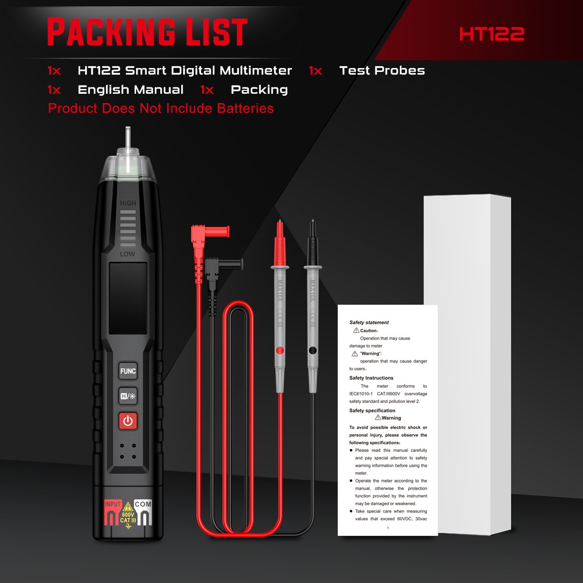 HABOTEST HT122 Smart Digital Multimeter AC DC Voltage Ohmmeter Max 600V