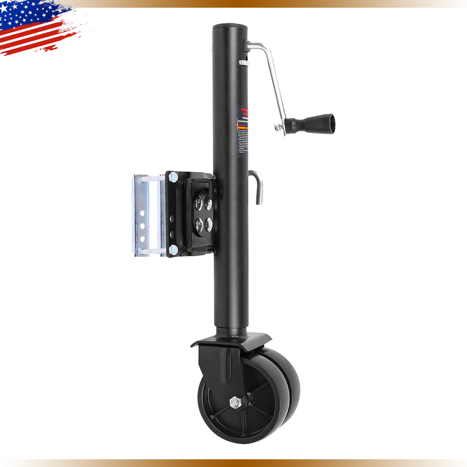 2000lbs Swivel Trailer Jack Double Wheel Tongue Twin Boat Towing 26" Length Lift