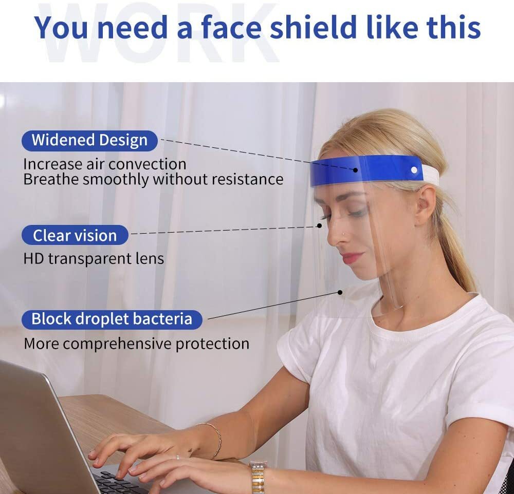 5 Pack Face Shield Reusable Washable Safety Protection Clear Anti Splash 