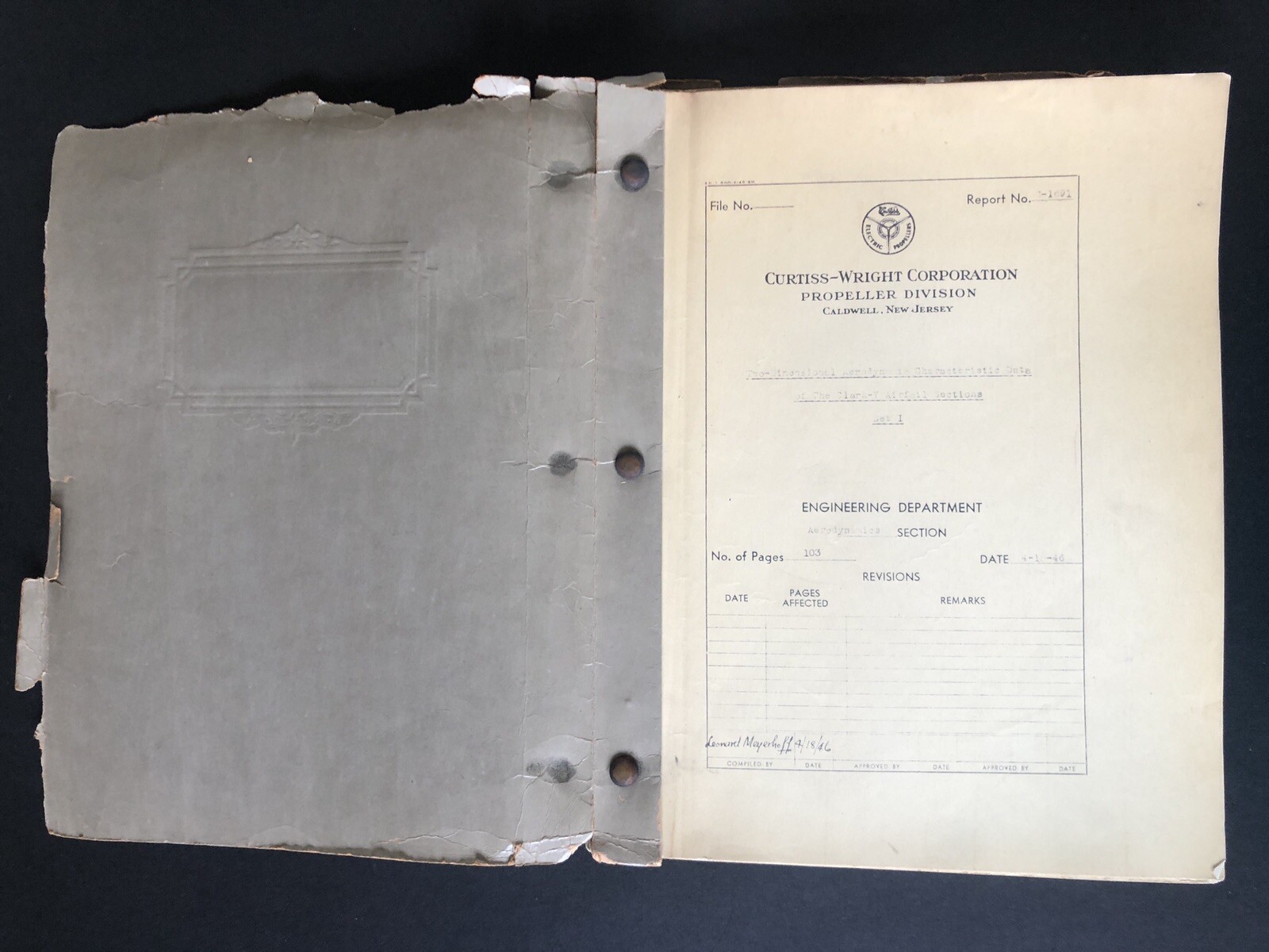 1946 Curtiss-Wright Propeller Aerodynamics Report Book Graphs Aviation Engineer