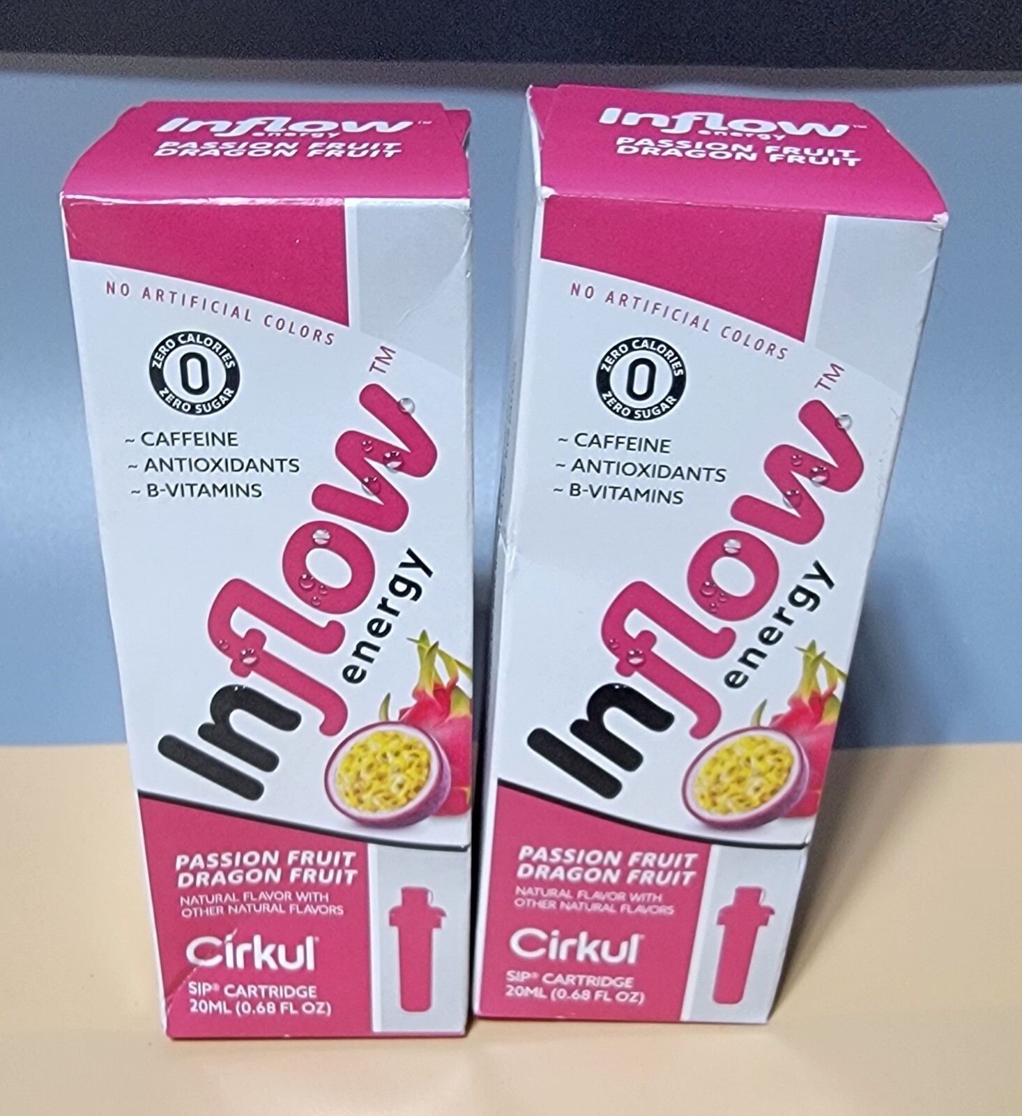 Cirkul Inflow Energy Passion Fruit Cartridge . 0 Calories Drink Mix NEW 2 PACK