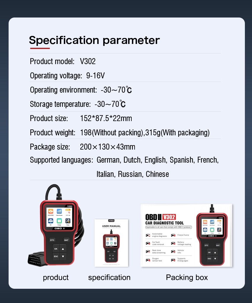 OBD2 Scanner Car Code Reader Battery Voltage Test O2 Sensor Live Data EVAP Test