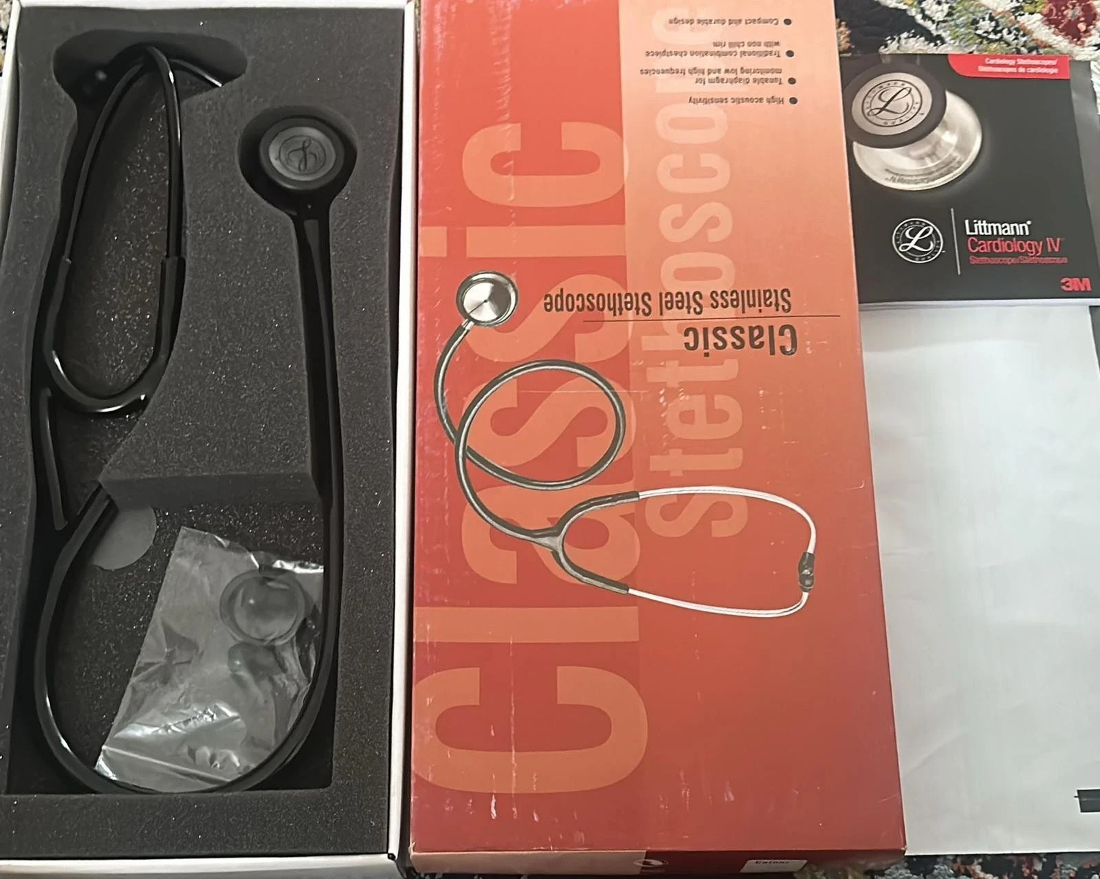 3M Littmann Cardiology IV Stethoscope 6163 27" Black Tube Free Shipping