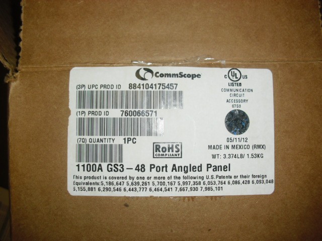 New CommScope 48-Port Modular patch Angled Panel 1100A GS3-48 760066571