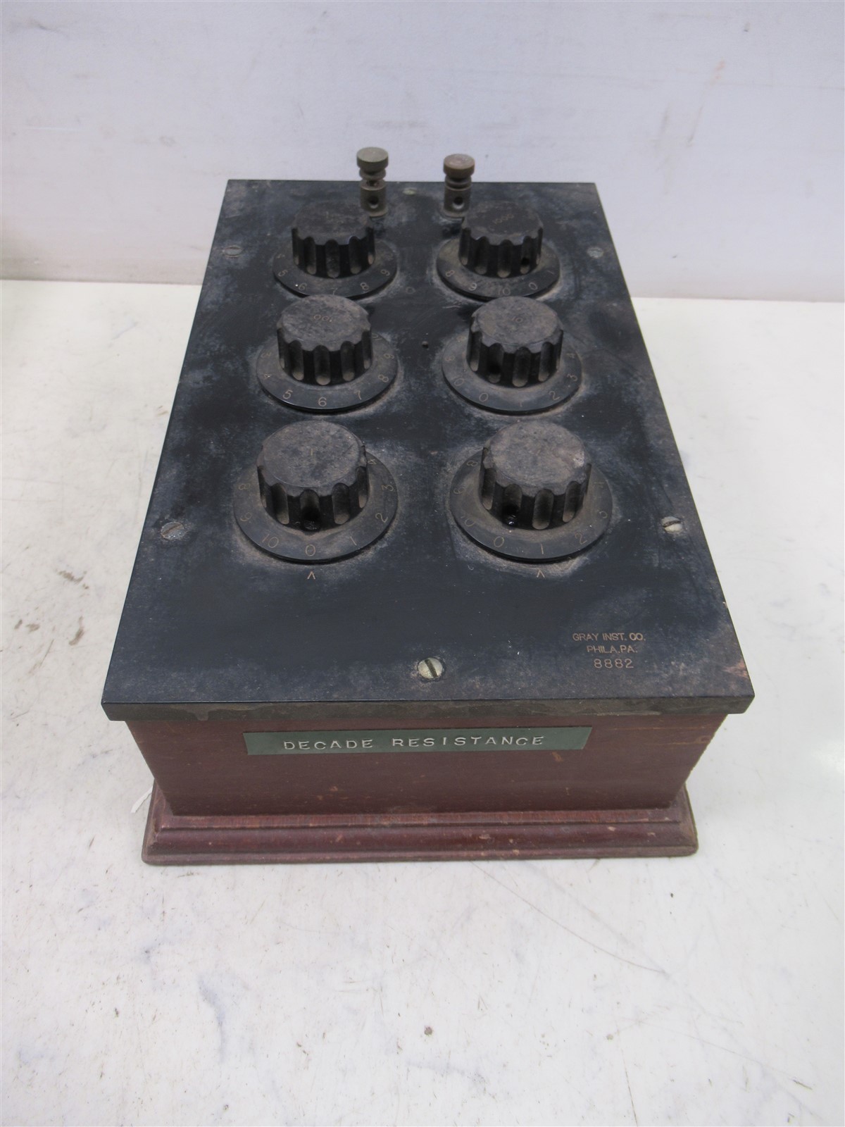 Vintage Gray Instrument Philadelphia Decade Resistance Box Wooden Case Antique