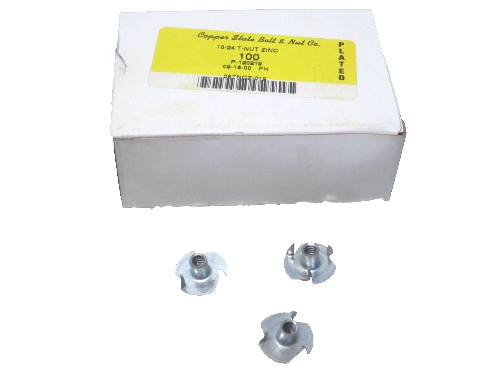 10-24 PLATED ZINK 3 PRONG T-NUT QTY. 100 PIECES P-120219 #3F-9