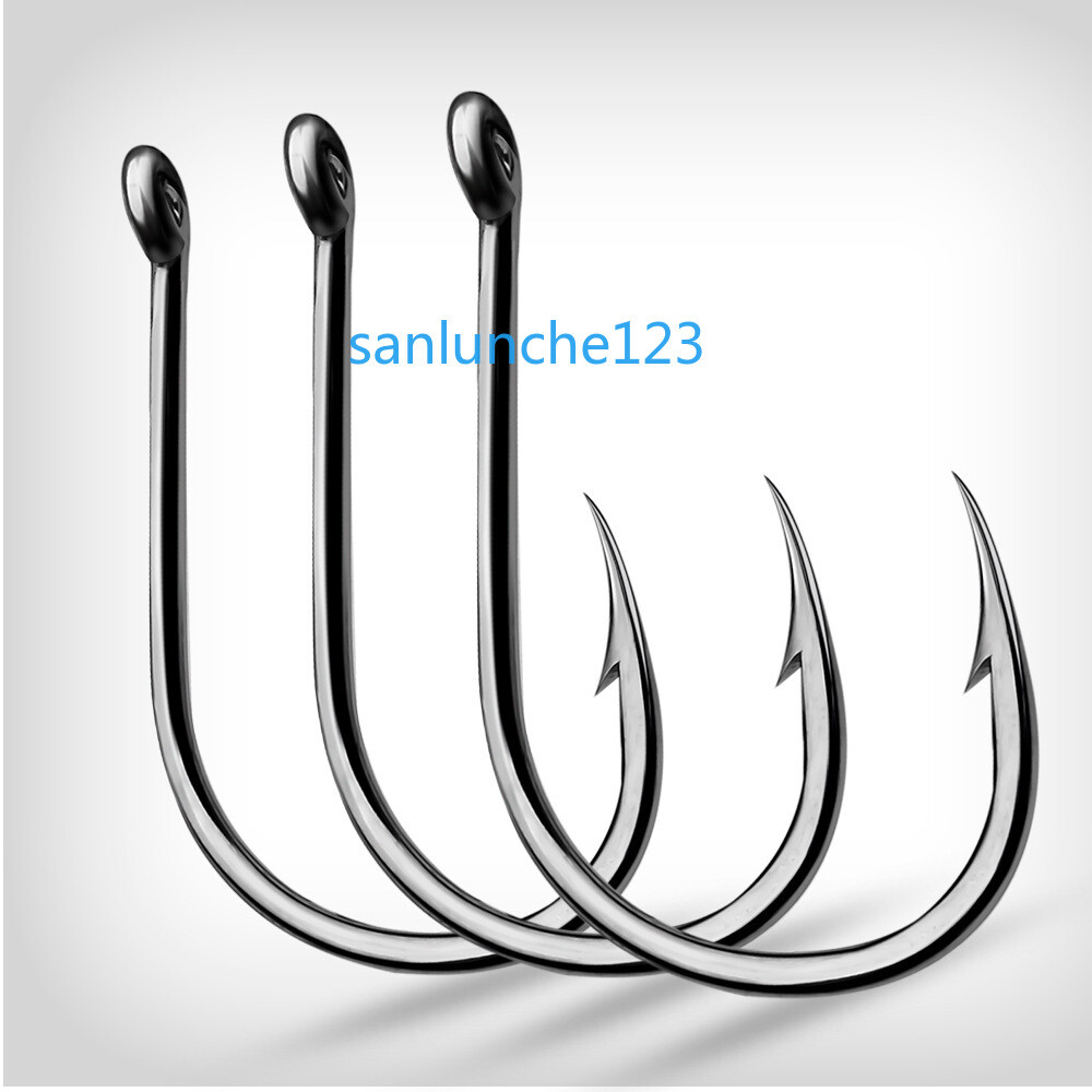 200pcs Fishing Single Hook 3#-15# High Qulity High Carbon Steel Jig Big Hooks