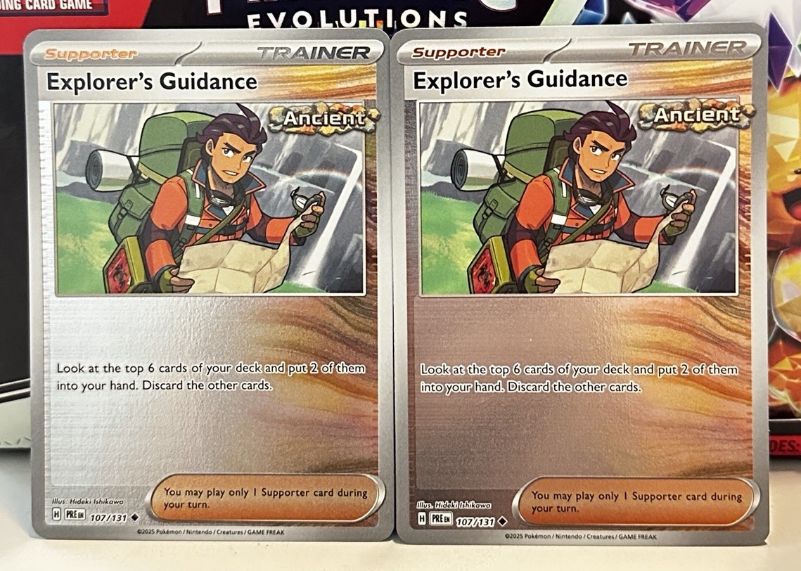 (Set Of 2) Pokemon Mega Evolution Reverse Holo Card - Explorer's Guidance #107