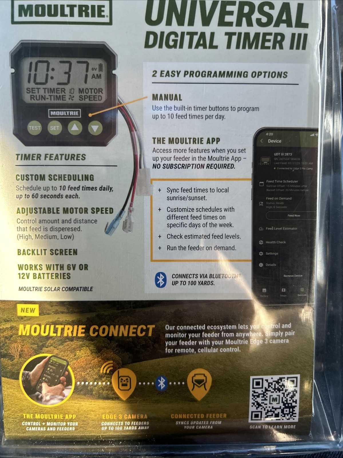 M0ULTRIE UNIVERSAL DIGITAL TIMER III 6 / 12 VOLT DEER FEEDER TIMER APP or Manual