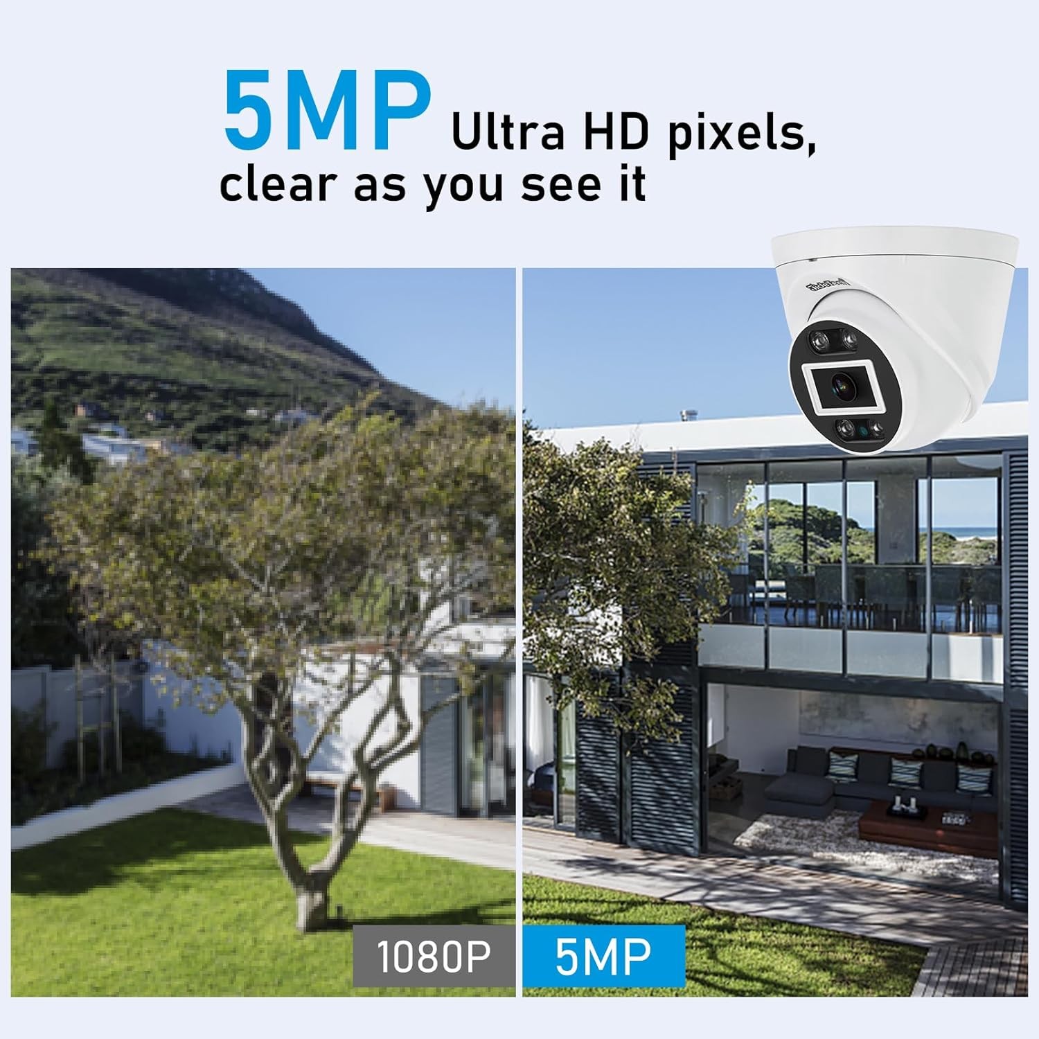 JideTech 5MP Turret POE Camera Outdoor,Security IP Camera Human/Motion Detection